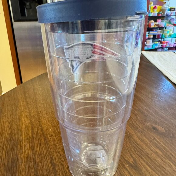 New England Patriots Tervis Tumbler With Lid 24 Oz Clear Dishwasher Safe - Picture 4 of 5